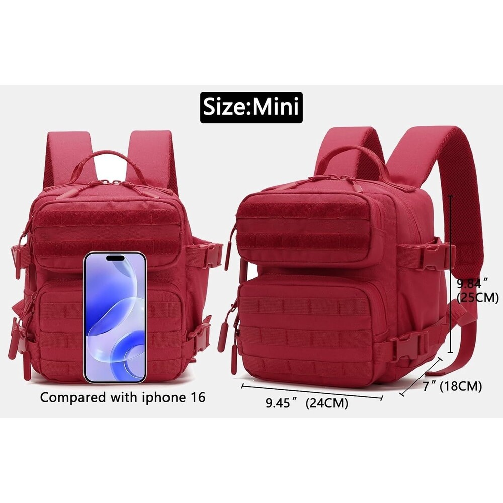 9L Mini Backpack Men Women Molle Gym Hiking Travel Sports Running Bag Red